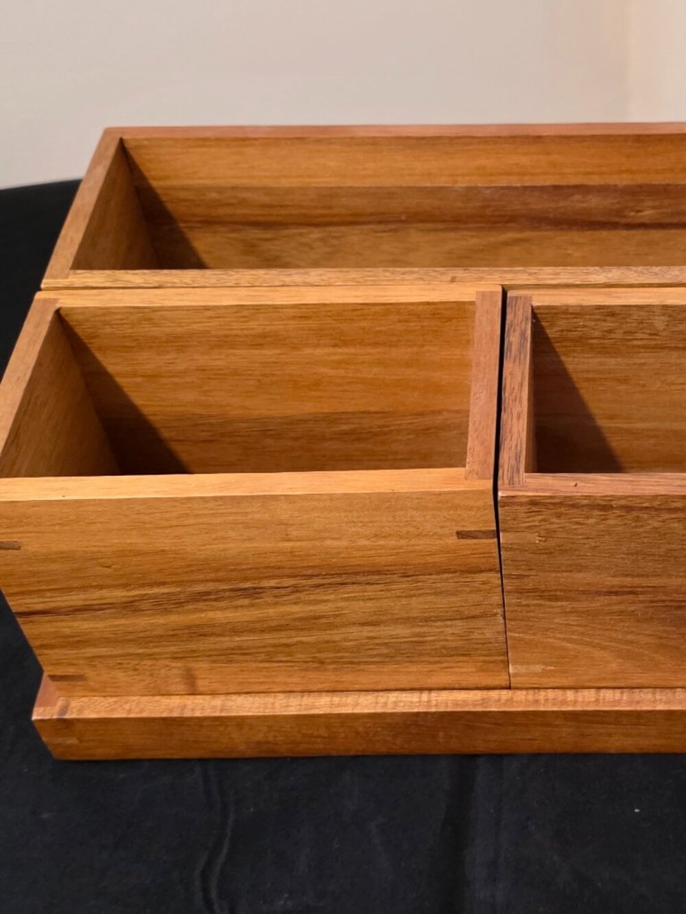 Acacia Wood Cosmetic Holder Set of 3 + Tray. - Picture 2 of 12